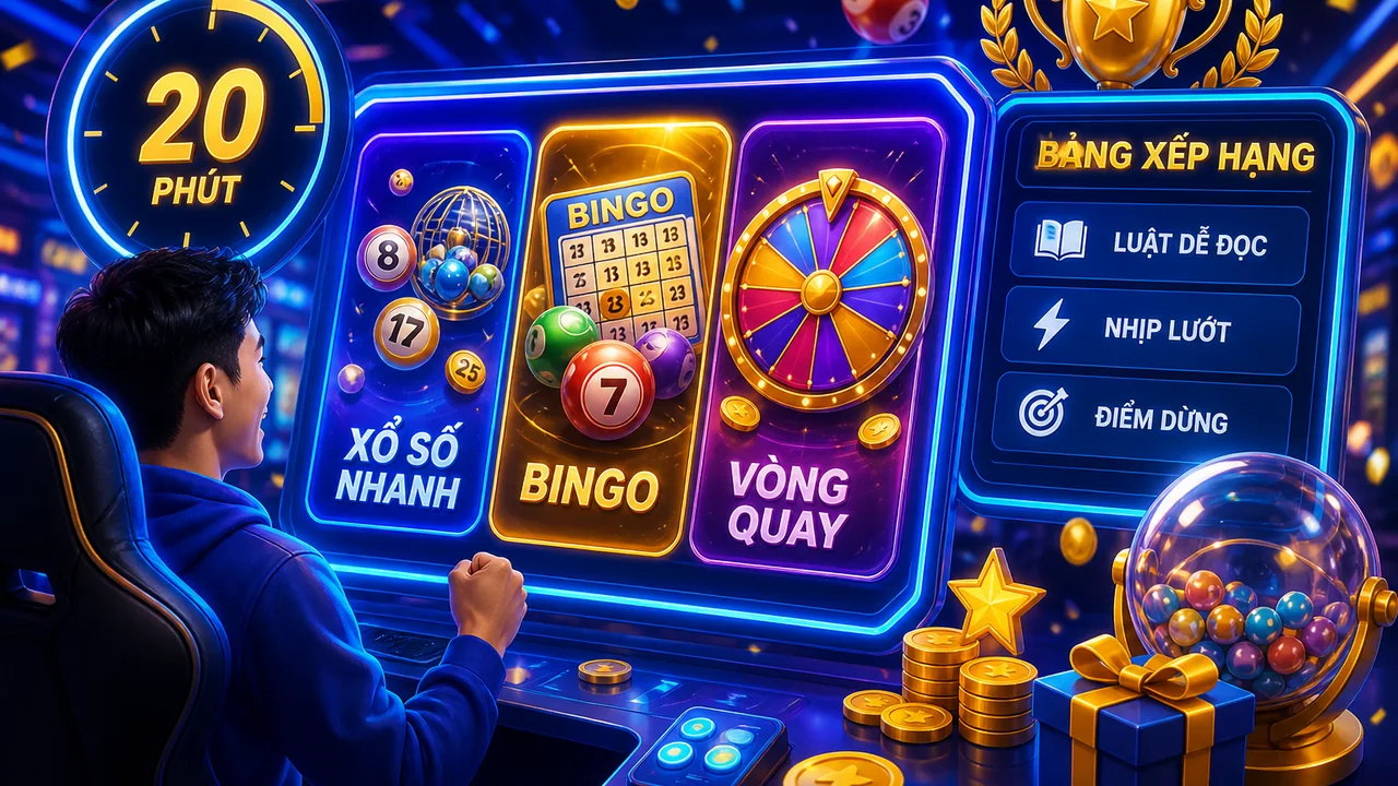 20 phút rảnh nên chọn kiểu nào? Bảng so sánh 79king giữa xổ số nhanh, bingo và vòng quay